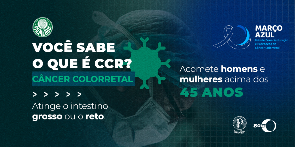 Palmeiras's tweet photo. Colorimos o Brasil de verde, mas o mês de março também é azul 🔹

Essa é a cor da campanha mundial de conscientização e prevenção do câncer colorretal, considerado o segundo tipo de neoplasia que mais mata no país.

#MarçoAzul #CâncerColorretal #PorUmFuturoMaisVerde https://t.co/zPiYQt8aLN