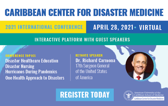 Registration is open for the Caribbean Center for Disaster Medicine (CCDM) Virtual Conference on Wednesday, April 28. Reserve your seat today! web.cvent.com/event/eaf837aa… <a href="/AUCDisasterMed/">Caribbean Center for Disaster Medicine</a>