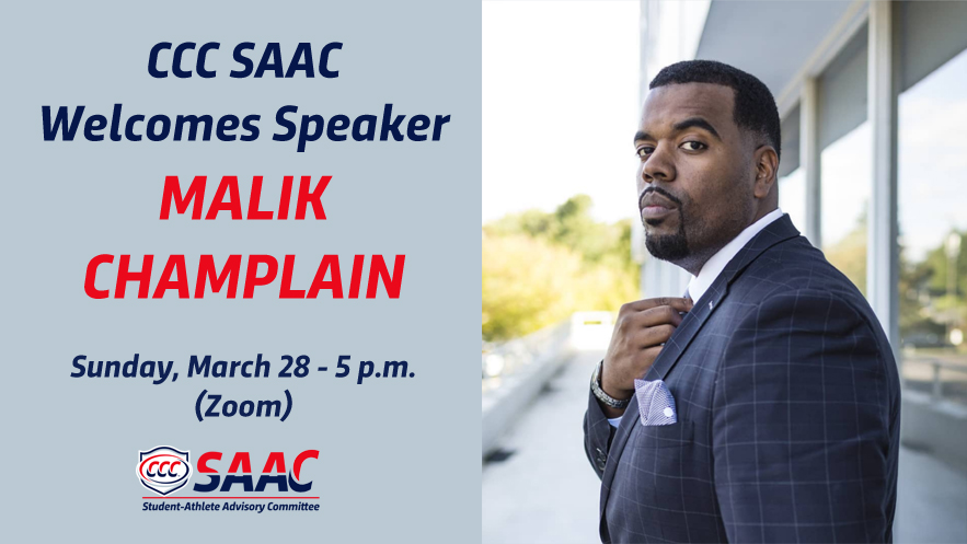 CNE_Sports's tweet photo. Don't forget TONIGHT at 5:30!!
Malik Champlain will present on leadership and overcoming adversity in a program sponsored by our #CCCSAAC.
REGISTER: https://t.co/HT5hMORh4y https://t.co/7zfdW53wLY