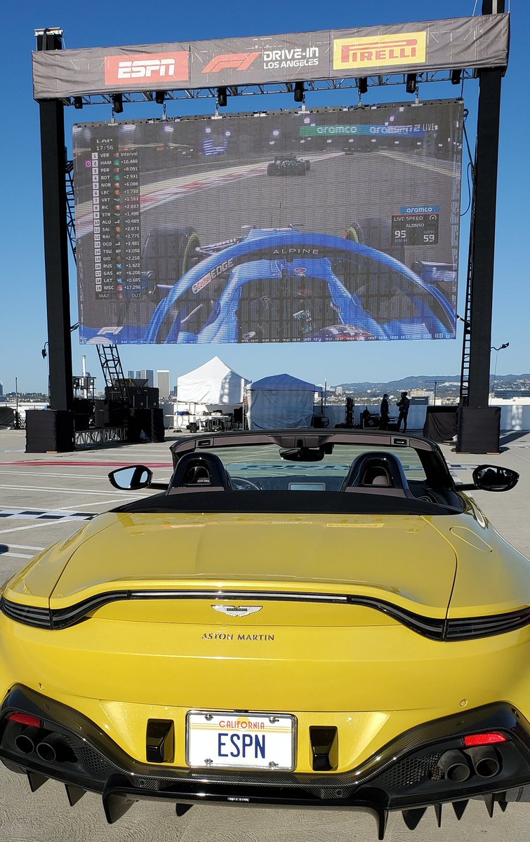 ESPNMcGee's tweet photo. Not bad. #F1DriveInLA @f1 / @ESPNF1 / @pirelli / @drivecoffee /@AstonMartinF1 @MartySmithESPN https://t.co/DhvWpwBbKr