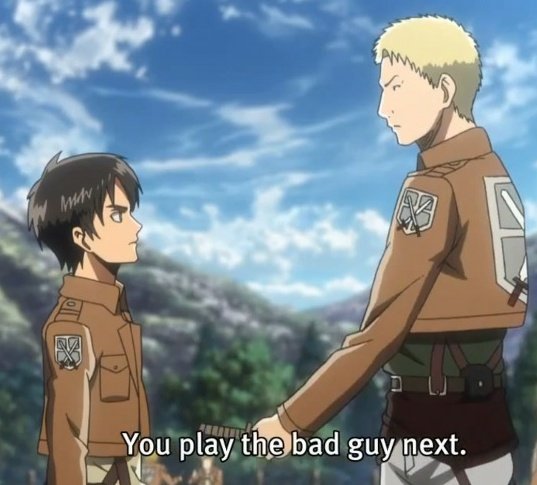X on X: "#AoTSeason4NHK #AOTAboveandBelow Reiner: " You play the bad guy  next.." Eren: "Tell me, where is the enemy.." Pieck: " There!"  https://t.co/IvmSeGjgpS" / X