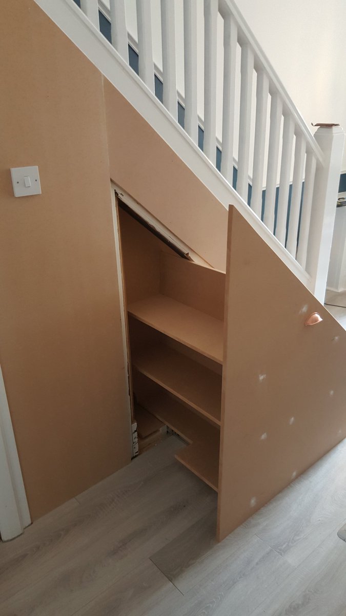 shawncout's tweet photo. One of our jobs last week turned this unused space under the stairs into a pull out storage space. Dm for all enquiries 👍 https://t.co/IyDtJW4iO1