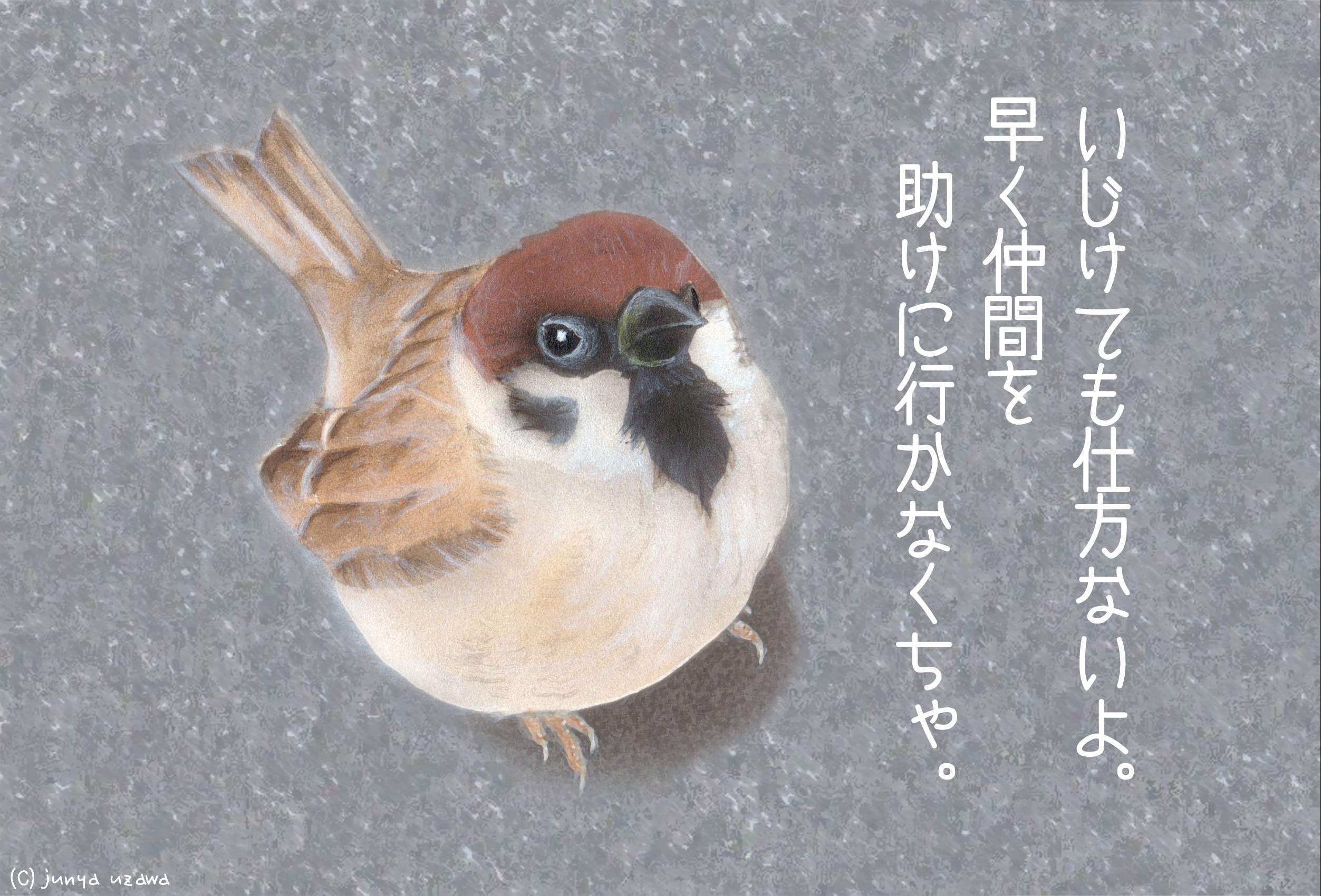 イラストレーター 純夜 Junya プチ絵画 アクリル画 スズメ チュン太郎 メイキング T Co N4bmfonsrp Twitter
