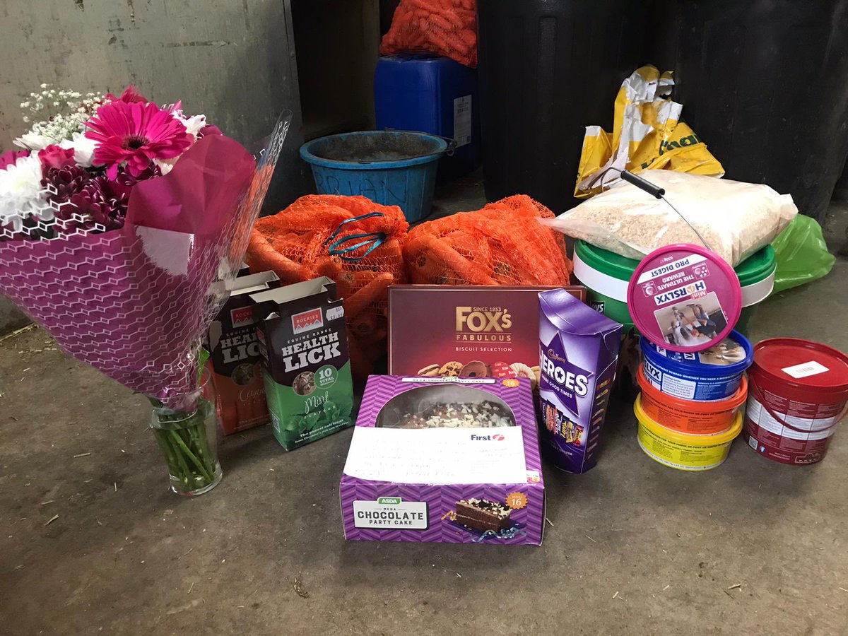 ASPoliceHorses's tweet photo. There are not enough words to describe how grateful we are for the love &amp; support we’ve received this week. These thoughtful gifts are from the drivers &amp; staff at @FirstBSA 
They have also sent packages to @ASPoliceDogs &amp; to Bridewell police station #thankyou #proud 🥰 @ASPolice https://t.co/lLizyte2VI