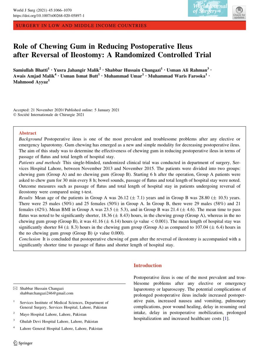 MISIRG (@misirg1) on Twitter photo Role of Chewing Gum in Reducing Postoperative Ileus: Reversal of Ileostomy as example #MISIRGlobalSurgery #SoMe4Surgery
<a href="/SAGES_Updates/">SAGES is in Tampa in 2026!</a>
<a href="/almagoch/">Alberto</a> <a href="/SWexner/">Steven D Wexner MD, PhD</a> @Cirbosque <a href="/Gae_Gallo/">Gaetano Gallo</a> <a href="/AntoninoSpin/">Antonino Spinelli</a> <a href="/salo75/">Salomone Di Saverio MD PhD FACS FRCS (Eng)</a> <a href="/juliomayol/">Julio Mayol</a> <a href="/WorldJSurg/">World Journal of Surgery</a> <a href="/drkeithsiau/">Keith Siau</a> <a href="/DrThawaba/">Abdullah Thawaba</a> <a href="/docmartin22/">Matthew Martin, MD, FACS, McRIB</a> <a href="/jdcamcolorectal/">Justin Davies</a> Role of Chewing Gum in Reducing Postoperative Ileus: Reversal of Ileostomy as example #MISIRGlobalSurgery #SoMe4Surgery
<a href="/SAGES_Updates/">SAGES is in Tampa in 2026!</a>
<a href="/almagoch/">Alberto</a> <a href="/SWexner/">Steven D Wexner MD, PhD</a> @Cirbosque <a href="/Gae_Gallo/">Gaetano Gallo</a> <a href="/AntoninoSpin/">Antonino Spinelli</a> <a href="/salo75/">Salomone Di Saverio MD PhD FACS FRCS (Eng)</a> <a href="/juliomayol/">Julio Mayol</a> <a href="/WorldJSurg/">World Journal of Surgery</a> <a href="/drkeithsiau/">Keith Siau</a> <a href="/DrThawaba/">Abdullah Thawaba</a> <a href="/docmartin22/">Matthew Martin, MD, FACS, McRIB</a> <a href="/jdcamcolorectal/">Justin Davies</a>