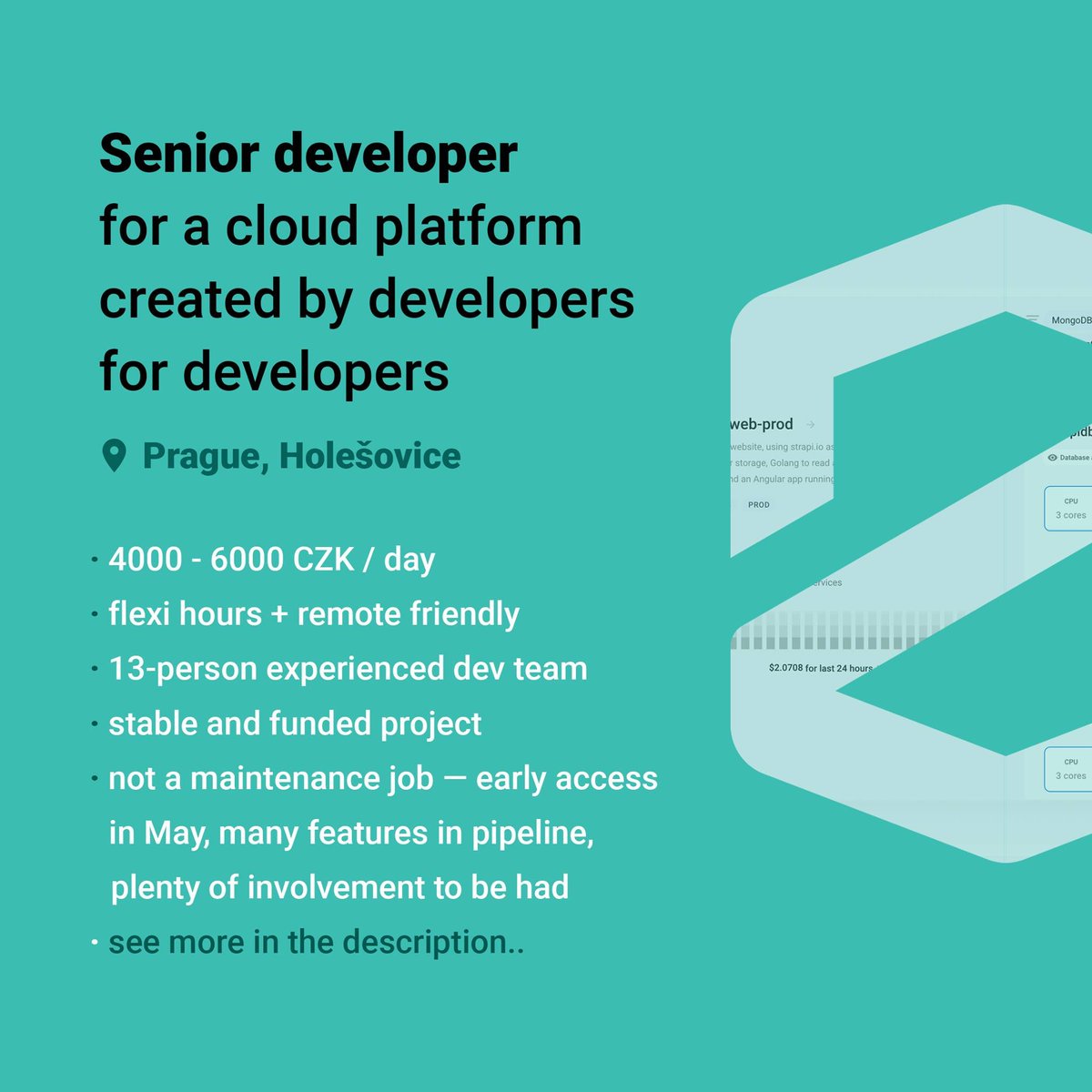 Hledám seniorního (backend) vývojáře do <a href="/zeropsio/">Zerops</a>! Tech stack - microservisy napsané 100% v GoLang, pro běh ElasticSearch, Redis, RabbitMQ, MariaDB, Nginx, WireGuard, LXC, gRPC a mnoho dalších. Rozsah práce je široký, od automatizace infrastruktury po ladění distr. aplikace.
