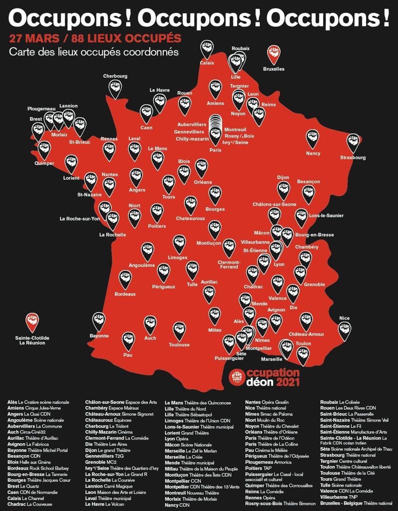 Aditi061's tweet photo. 88 lieux,théâtres,mairies,en guerre contre la précarité et la pauvreté pour soutenir les intermittents pendant la crise jusqu’à la reprise de leurs métiers.Comme quoi les valeurs existent encore!Respect. #Fmitec #cip #occuponspartout #RAC #intermittents #cphre #opre https://t.co/bRS03Zxujq