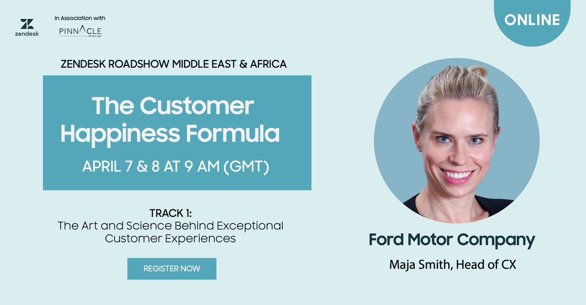 #RegisterNow at the link below to hear from Maja Smith, Head of CX at Ford Motor Company who will be sharing key insights about how they were able to create brand advocates by effectively serving their customers when they are faced with an issue.

zendesk.com/campaign/zende…