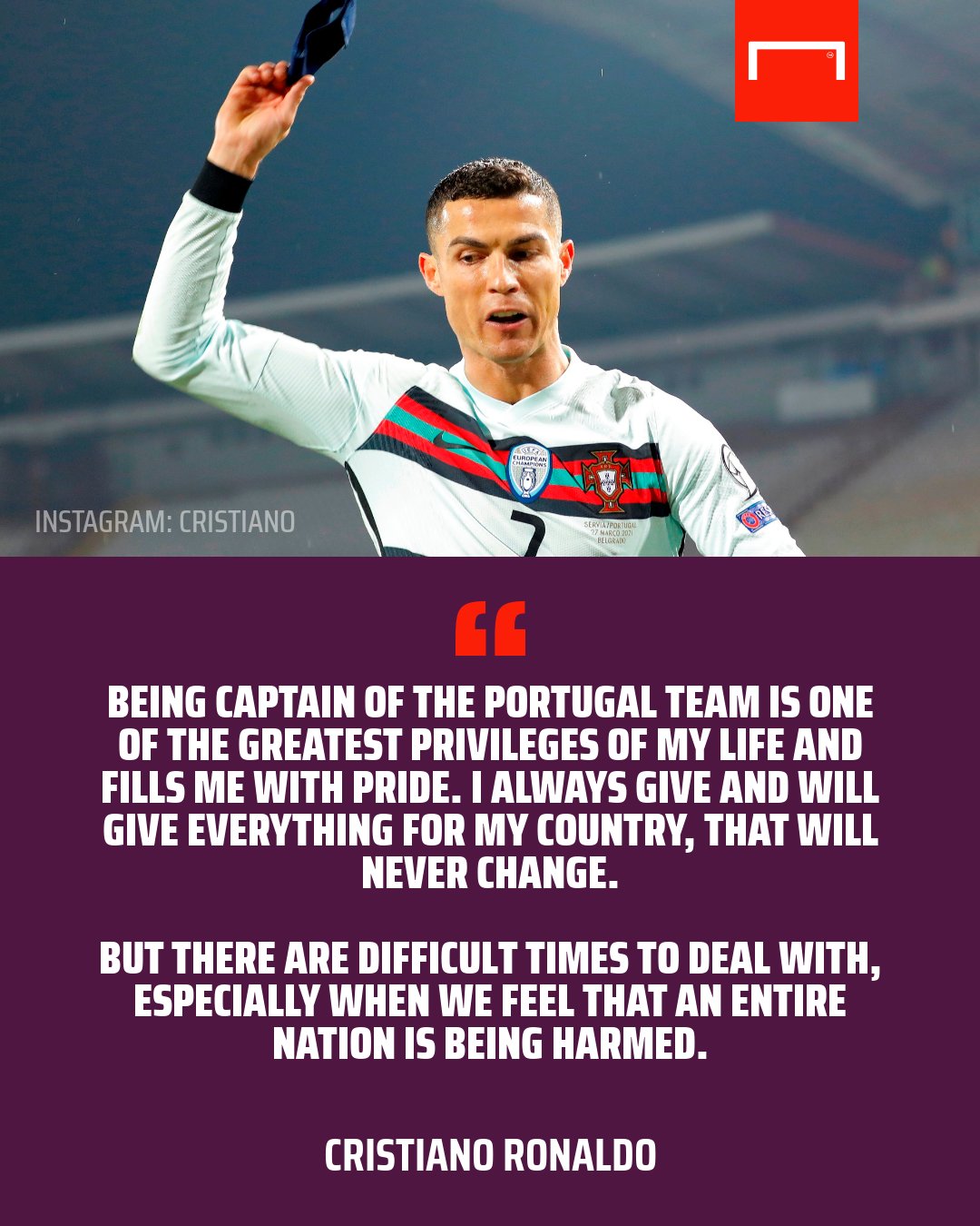 Goal On Twitter An Entire Nation Is Being Harmed Cristiano Ronaldo Explains His Frustrations After Being Denied A Last Minute Winner Vs Serbia Https T Co X3glip8vsj