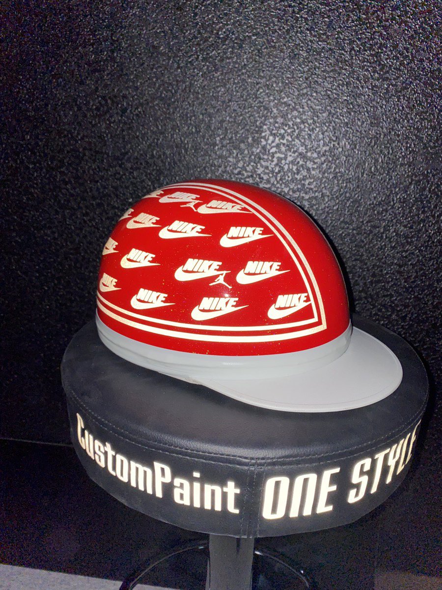 カスタムヘルメットペイント ナイキ nike半キャップコルク半 金　ジョーダン バイク カスタムヘルメットペイント ナイキ nike半キャップコルク半 金