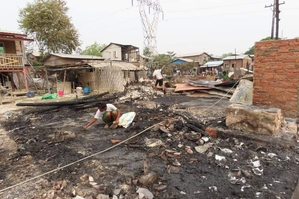 Fire left 500 homeless after military stopped the attempt to kill fire

#Mandalay, March 28

More than 90 homes were destroyed and the firefighters couldn’t kill the fire because the armed troops stopped firefighters by shooting gun at the time of the blaze.