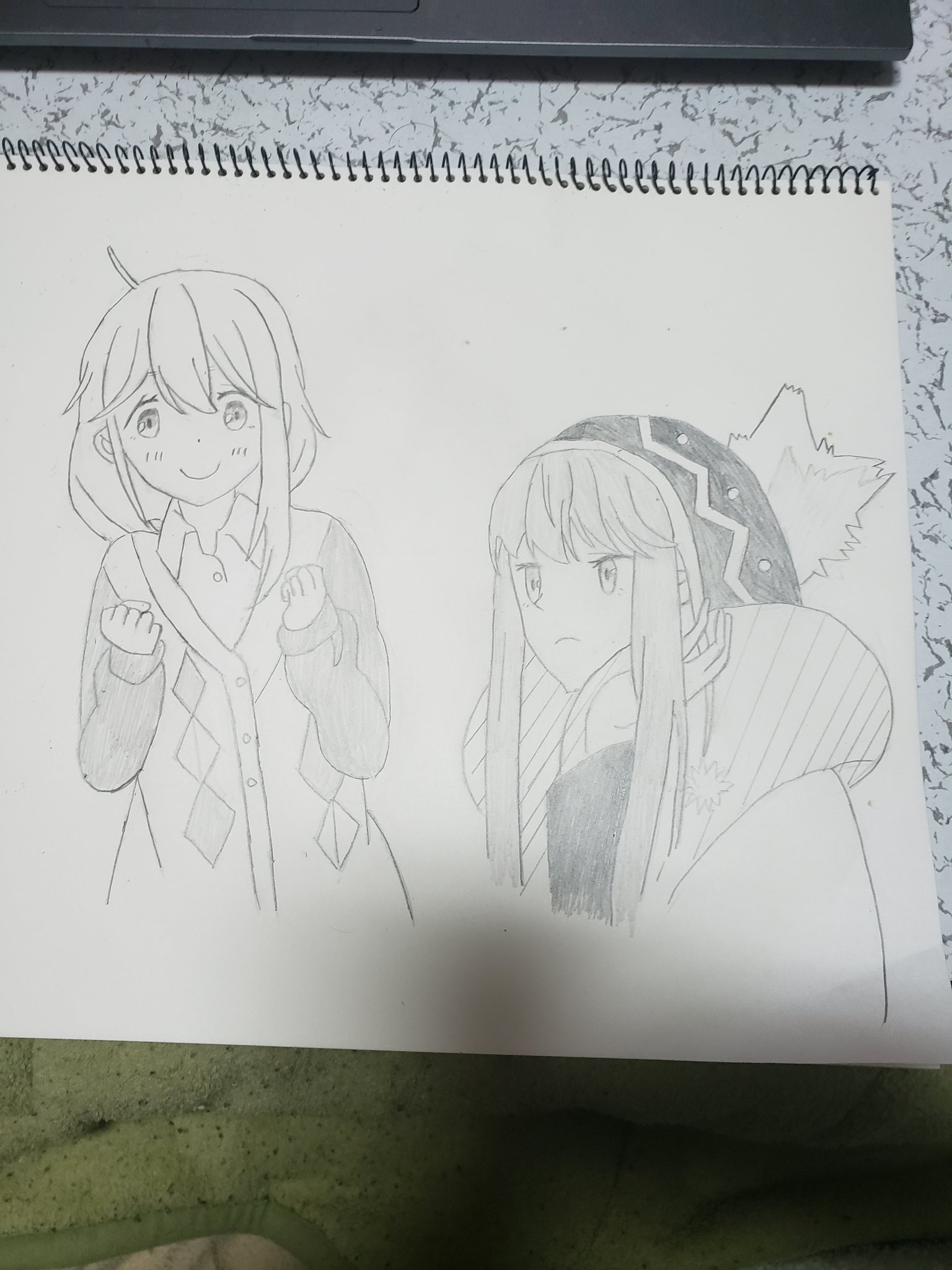 Nowloading 模写練習106作品目 ゆるきゃん 志摩りん 各務原なでしこ 横顔まじでムズイ 良い感じの瞳にならない 角度つけたりするのどうすればええんやろ あとアニメゆるきゃん最終話楽しみ T Co Qma0bleotv Twitter