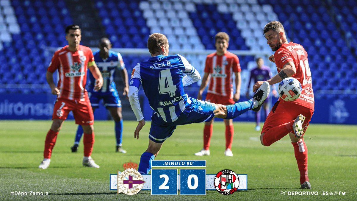 RCDeportivo's tweet photo. Na prolongación do #DéporZamora, final do Unionistas 1-1 Racing e do Coruxo 1-2 Celta B, pase o que pase n #anosacasa tocará loitar pola permanencia na categoría de bronce do fútbol español 

#FORZADÉPOR!! https://t.co/pxC7EmRmom