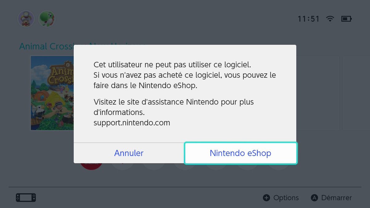 LaurineAcnh's tweet photo. J’ai un petit problème j’ai voulu utiliser mon deuxième compte Nintendo pour jouer à ACNH avec mon deuxième perso sauf que ça m’affiche ce message. Impossible d’y jouer sans devoir acheter le jeu...
Est ce que quelqu’un sait comment faire ? https://t.co/w18zIGtdao