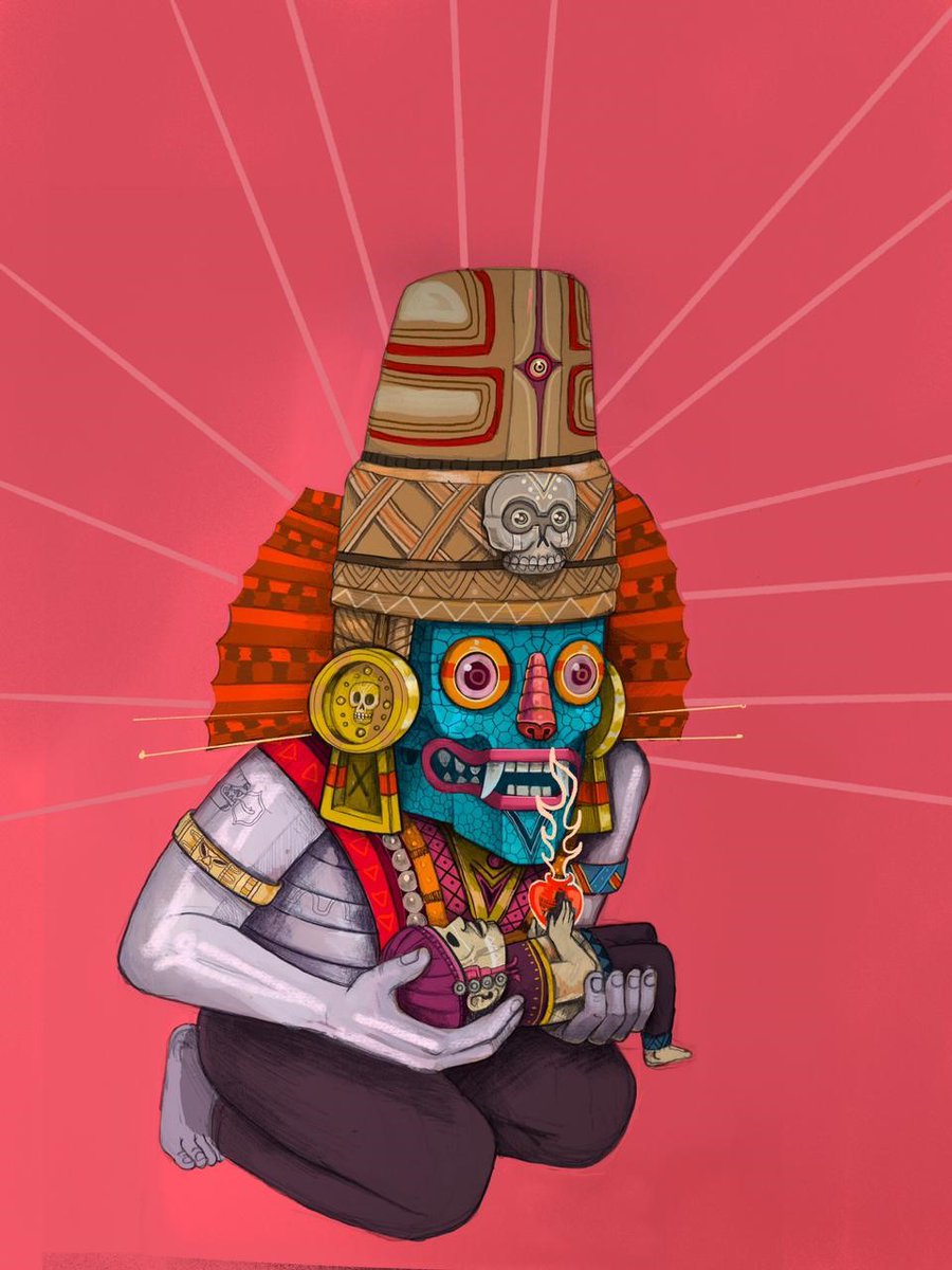 quaibranly's tweet photo. Après le Before ¡México! du 12 mars, l'artiste @saner_edgar a créé pour nous une illustration unique, inspirée de trois objets de l'#ExpoOlmèques ! 
Retrouvez aussi le replay de sa démo de peinture et plus d'informations sur son travail ici : https://t.co/j9DmDEmWjN https://t.co/tI3o4VAszT