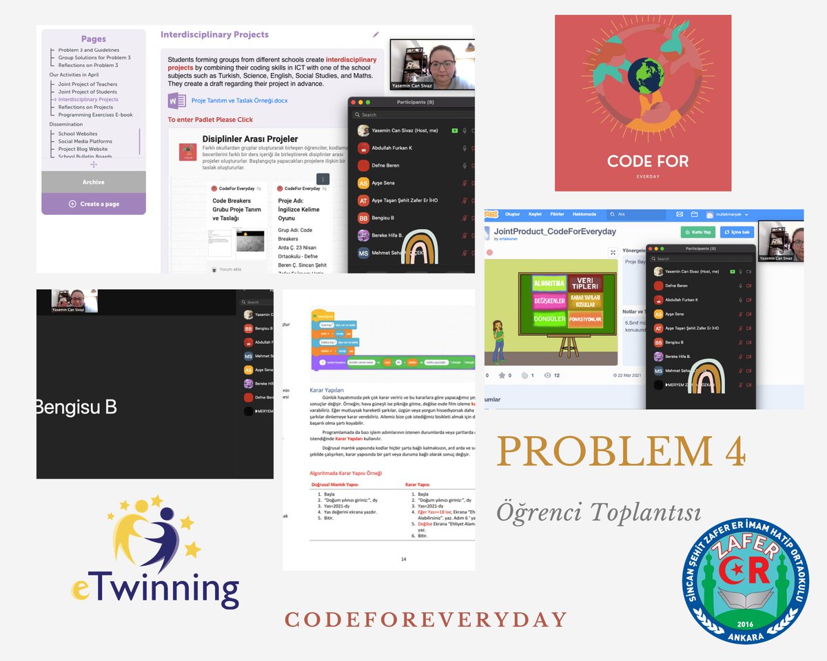 Son problem durumumuz için toplandık. Ortak öğrenci ürünümüz ve disiplinlerarası projelerle ilgili konuştuk ve nasıl bir yol izleyeceğimize karar verdik. Tüm öğrencilerimize iyi çalışmalar diliyoruz. Yasemin CAN SİVAZ-Sincan Şehit Zafer Er İHO #etwinning #codeforeveryday