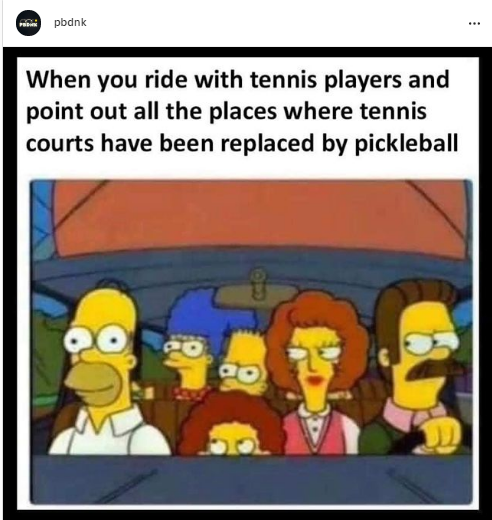 PickleballHut's tweet image. "When you ride with Tennis players and point out all the places where tennis courts have been replaced by Pickleball" 😂😂😂

Got this meme from Pbdunk on IG and it's too funny! 

Giving you some good laugh for the weekend 😉 #pickleball #pickleballmeme