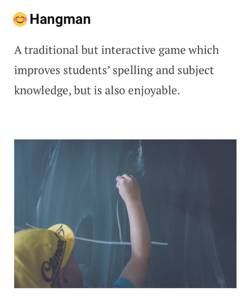 Jessaycah1's tweet photo. Sometimes learning your spelling words can be difficult 😕 Why not spice it up and play a quick and interactive game of hangman with the students✏️                 👉🏻 scrambling words also gets students pumped for spelling!  #acuedu_p https://t.co/LMyaay6qsu