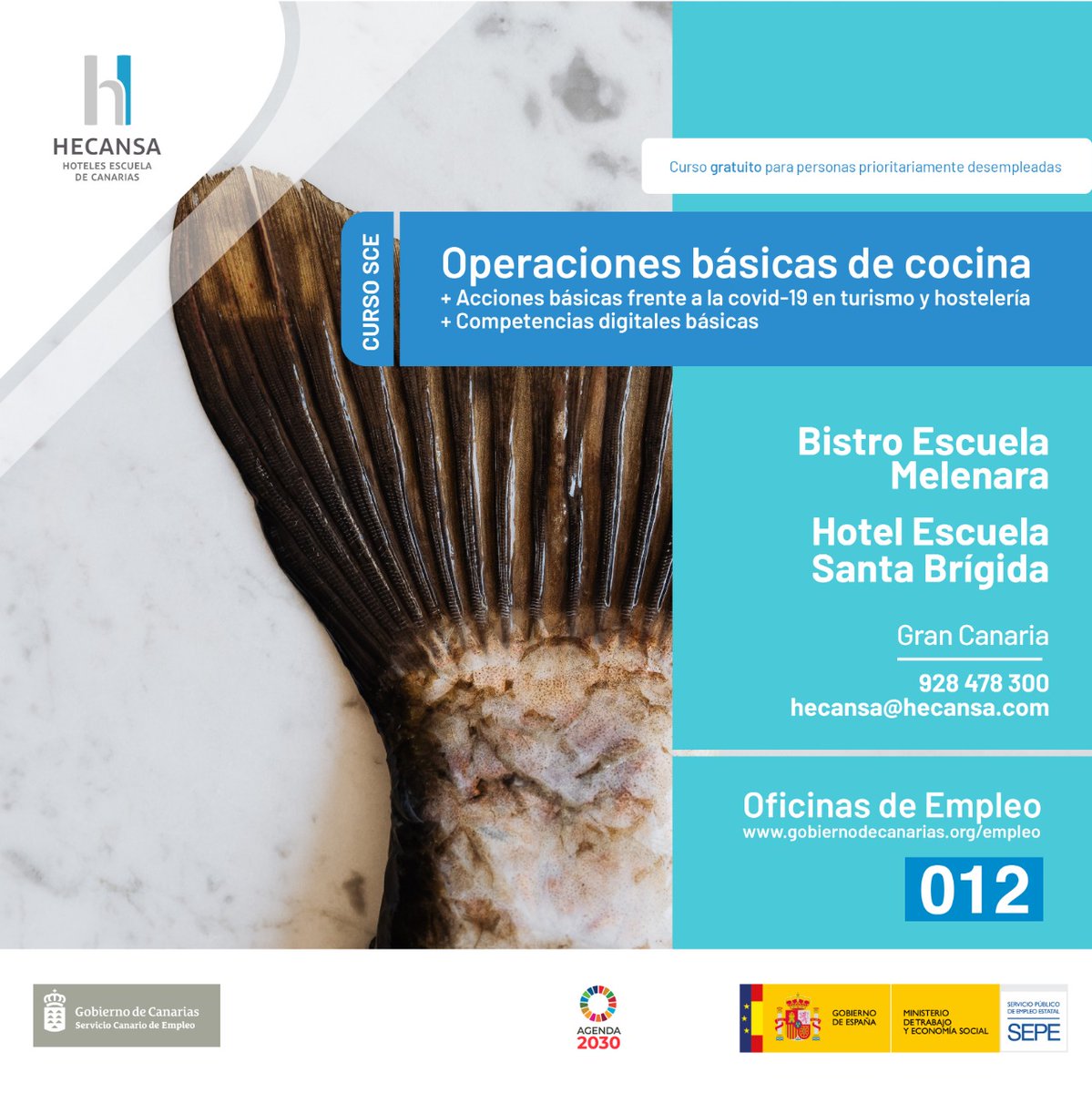 hecansa's tweet photo. ✔ Cursos 𝗚𝗥𝗔𝗧𝗨𝗜𝗧𝗢𝗦 en Gran Canaria acreditados por el Servicio Canario de Empleo ✔
🖥 https://t.co/18zJxmH9YH
📧 hecansa@hecansa.com
☎ 928 478 462
#HecansaFormacion  #Erte  #CursosenGranCanaria #Cursococina #desempleo https://t.co/UmZH2rjdWY