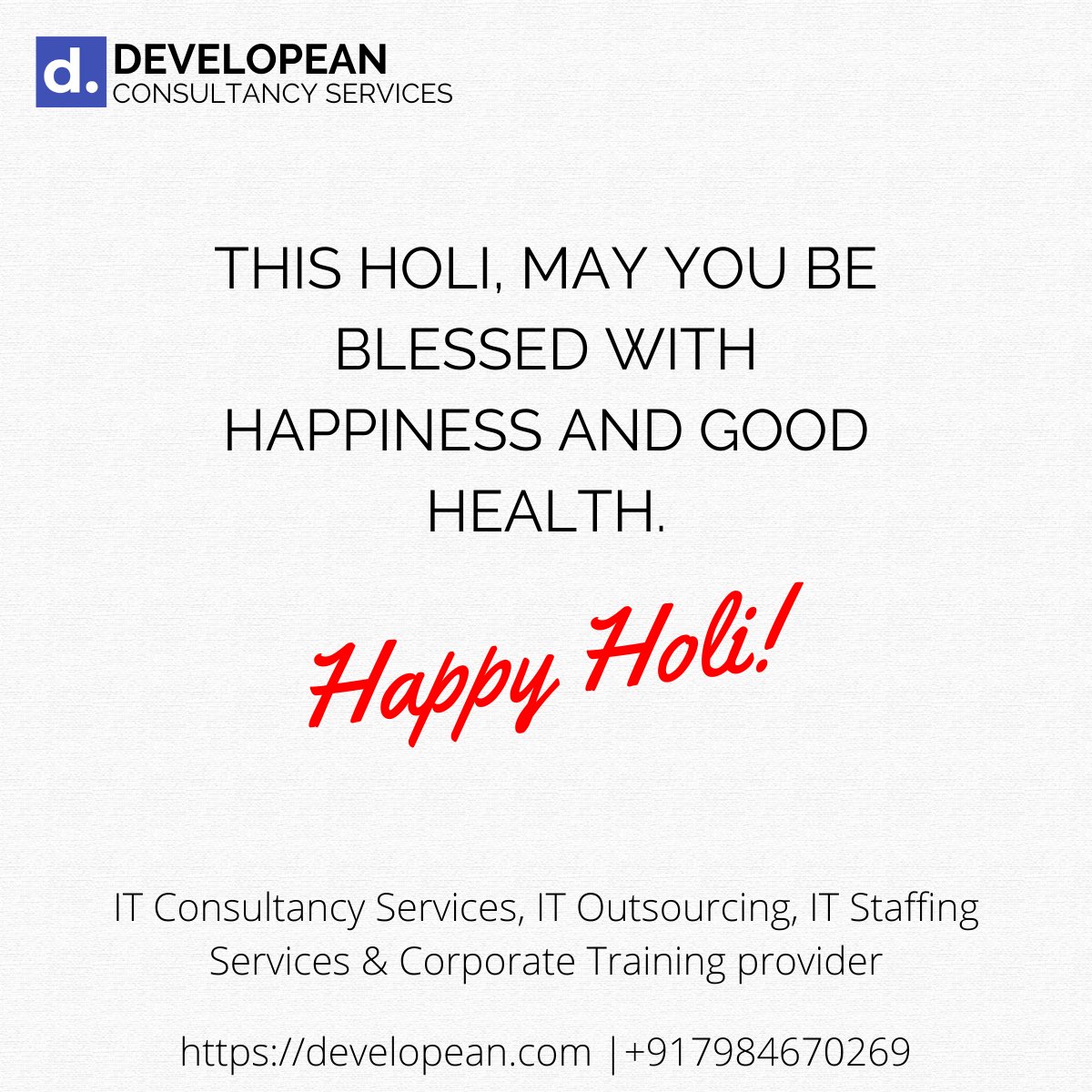 developean's tweet image. This Holi, may you be blessed with happiness and good health. Happy Holi! 

#HappyHoli #Developean