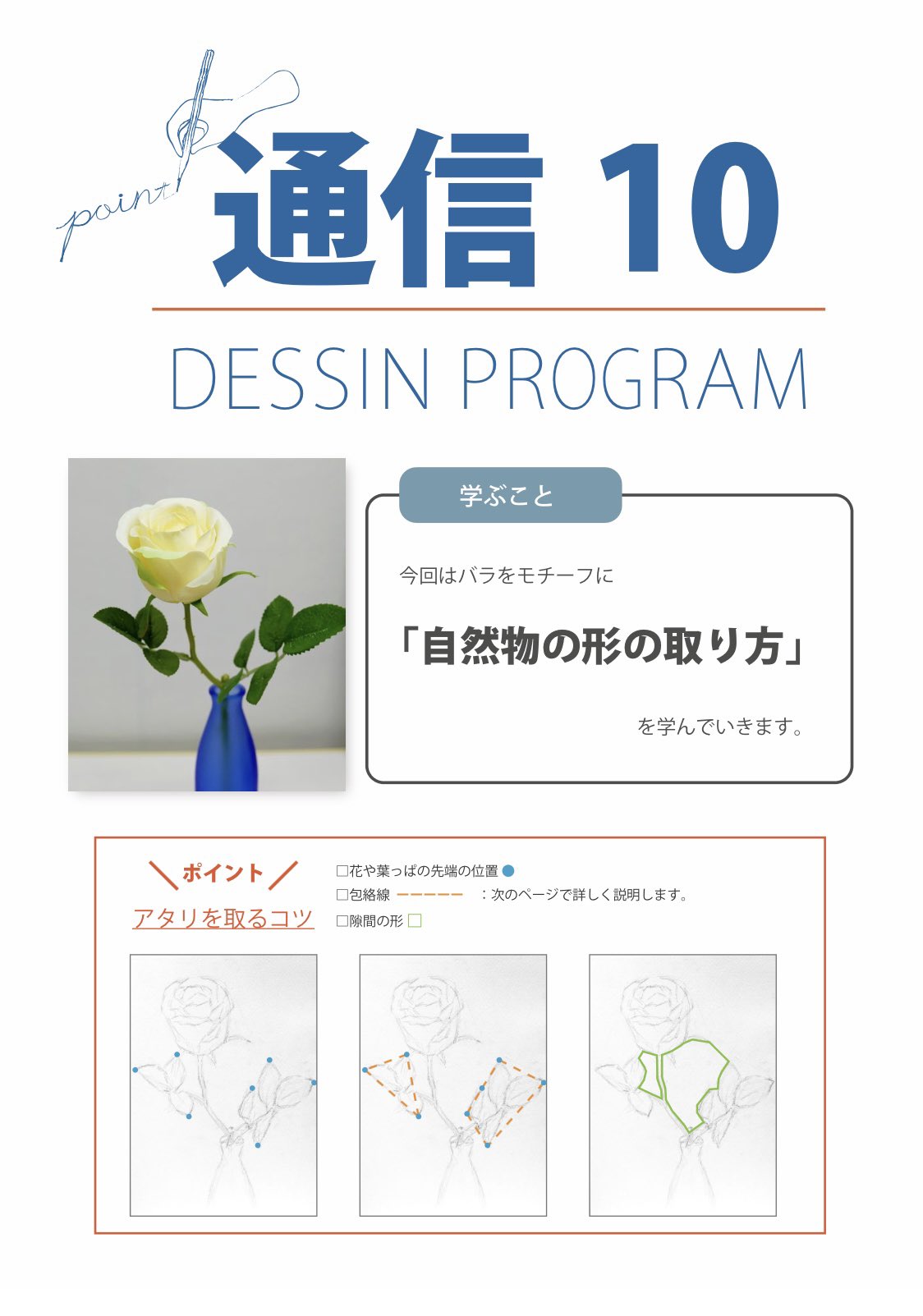 美学館デッサンスクール 公式 通信プログラム第１０弾 今回はお花を描きましょう 一見複雑に見える形も 形の取り方のコツを押さえれば安心です テキストの一部をご紹介します お申込み受付中です デッサン T Co Dibqs4vofq Twitter