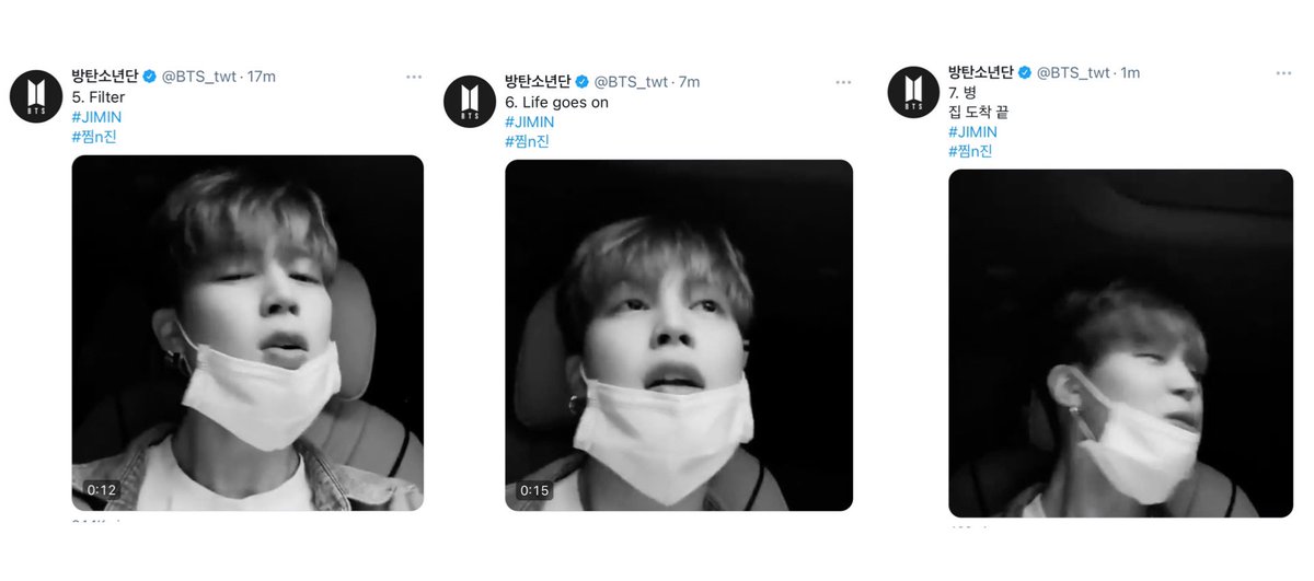 stussyjimin's tweet photo. 7 carpool karaoke like videos from jimin and jin 🥺 we basically had an hour long concert on twt ♡ https://t.co/WNDNu4Dxat
