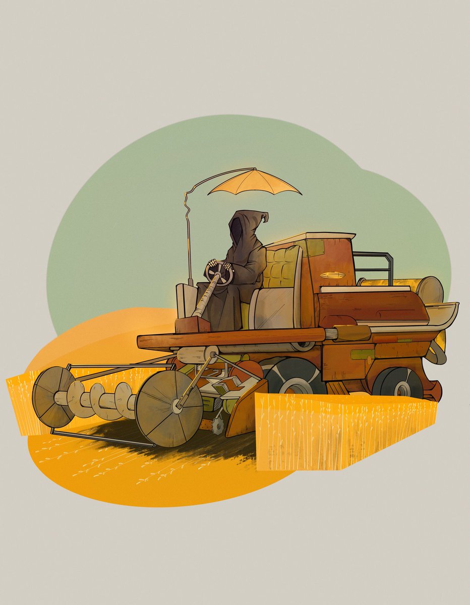 oi_DARY's tweet photo. Death on the harvester. Just... don’t ask

#death #art #oldcars #bookillustration #vintage #NFTs #nftart #cryptoart #criptoartist https://t.co/eM8RZoxo6F