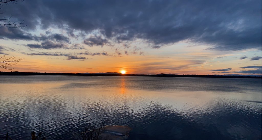 First sunset either ice out of 2021 on Jordan Bay #maine #sebagolake #march #spring <a href="/MagazineofMaine/">Down East Magazine</a>