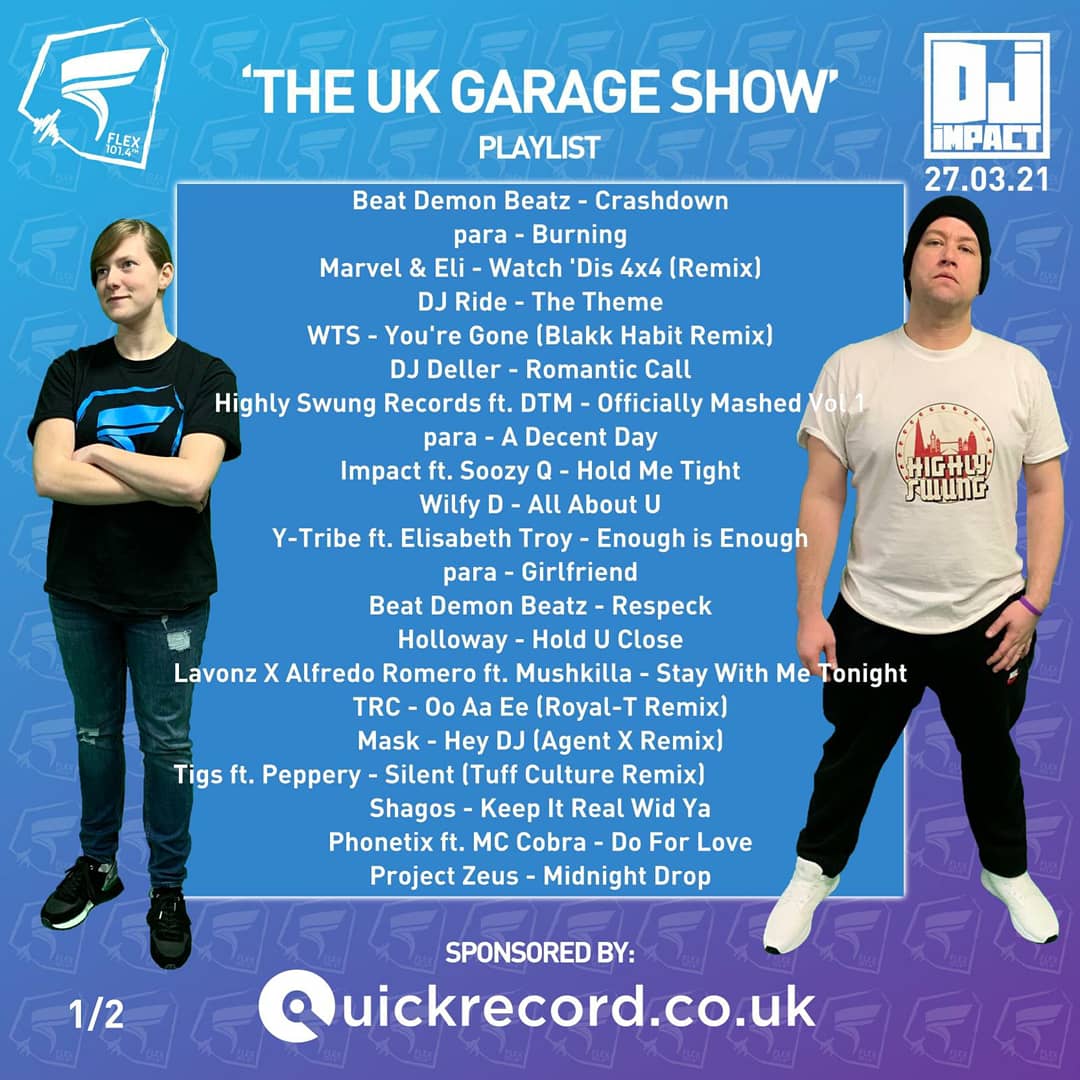 ImpactUKG's tweet photo. playlist 27.03.21
#ukgarageshow
listen live
Saturdays 2-4pm GMT
Flex Fm 101.4
https://t.co/05UttJGNXC
#playbackcrew
https://t.co/n6LnD05iMh
#ukg #ukgarage #garage #garagemusic #garagehouse #impactukg #podast #instadj https://t.co/UY3XGIIXRZ