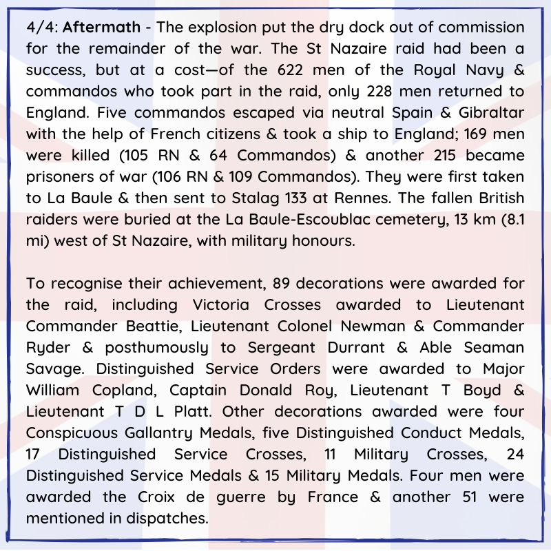 BritishHistorym's tweet photo. #otd 28 March 1942 – WWII: A British combined force permanently disables the Louis Joubert Lock in Saint-Nazaire in order to keep the German battleship Tirpitz away from the mid-ocean convoy lanes.

#RaidonStNazaire #Britishhistory #Secondworldwar #Royalnavy #BritishCommandos https://t.co/3QPWS6HQIO