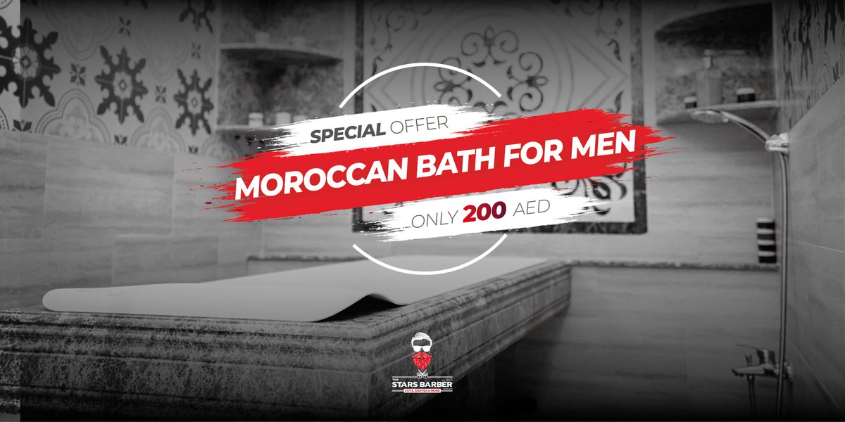 TSBDubai's tweet photo. We offer a top quality Real Moroccan bath with experts who know everything about it. Cleanse and exfoliate your skin today with only AED 200. Book now @ https://t.co/uo860piHzS
#thestarsbarber #starsbarber @starsbarberdubai #gentssalon #menssalon https://t.co/LzpC9tFJJX
