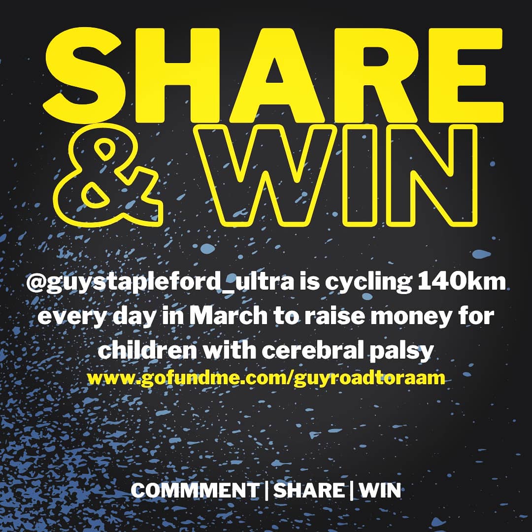 Miles4Wishes's tweet photo. Win some goodies (Pic + £15 wiggle voucher) and spread the word about my #PACE140 challenge to cycle 140km every day in March for @thepacecentre 

Simply RT this post before Midnight Tues. Donate for 5 extra entries.

https://t.co/yK3Hdb4LN3 

#ukcyclechat #cycling #cyclist https://t.co/yaFSz9rO3r