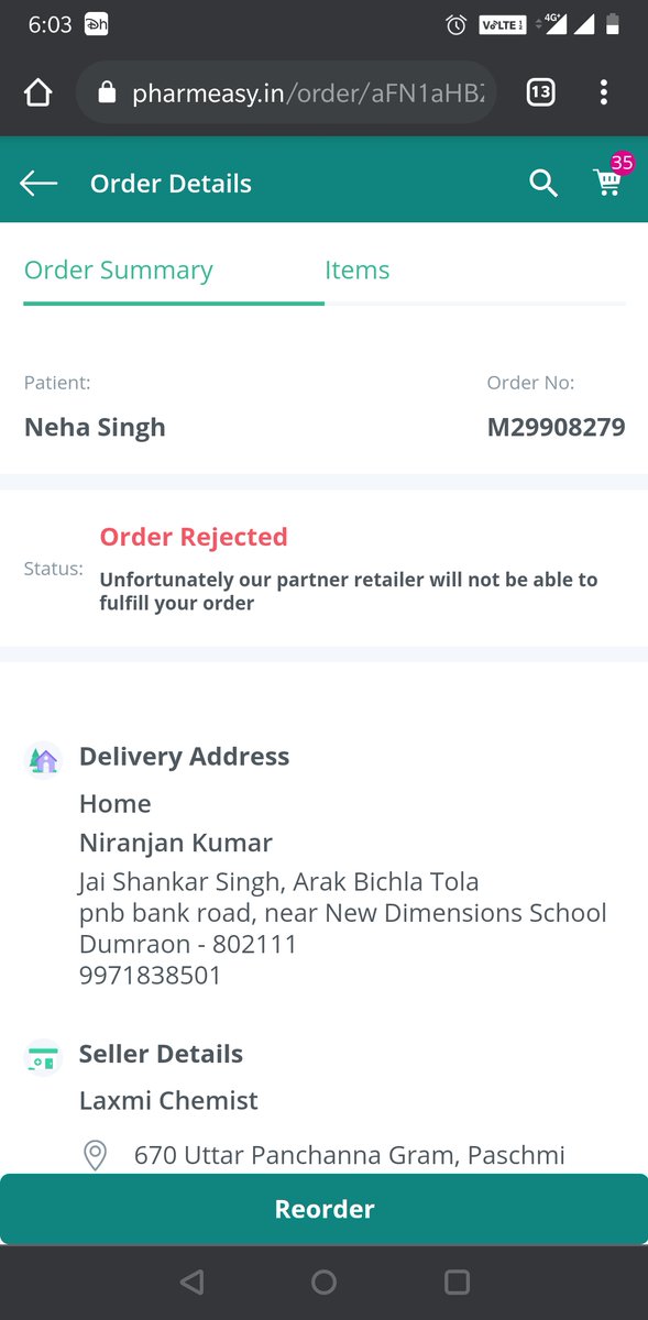 niranjank4523's tweet photo. @pharmeasyapp what a dirty joke it is, order is rejected after 3 days of placing order?
This is order for a critical medicine and not a crappy item!
You guys are most shameless creatures I have ever encountered https://t.co/xaFUkIIc1c