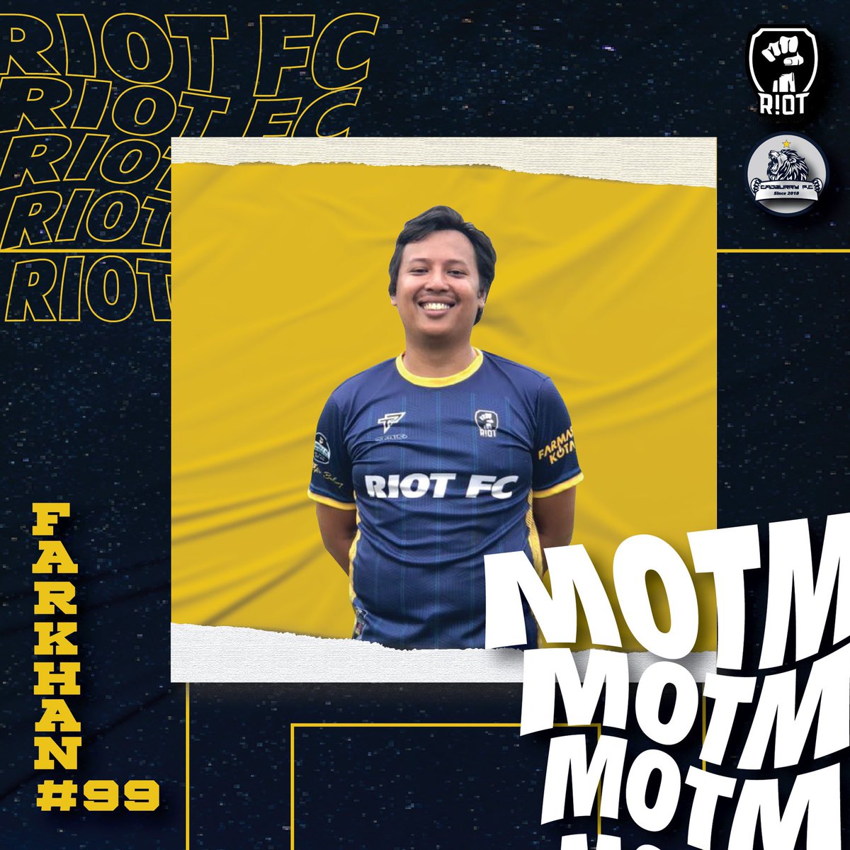 OfficialRiotFC's tweet photo. Pemain terbaik untuk perlawanan hari ini, Farkhan ππ»
.
Farkhan picks up our latest Man of The Match award ππ»
#ForRIOT #RIOTFC π‘π΅ https://t.co/j3B3WXweDR