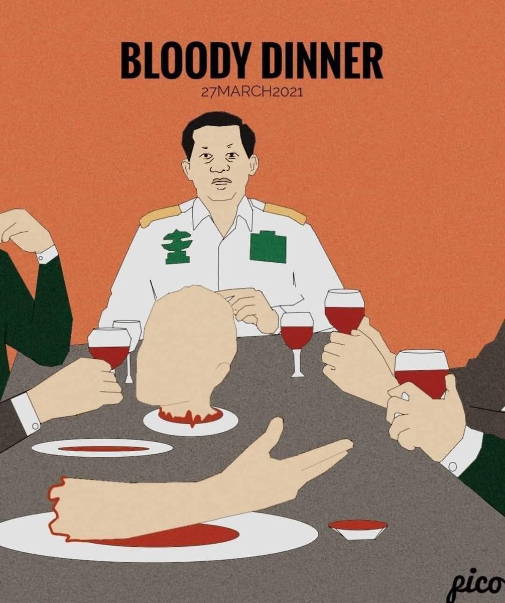 May everyone who attended this bloody dinner vomit blood and die miserably, I curse.
#WhatsHappeningInMyanmar