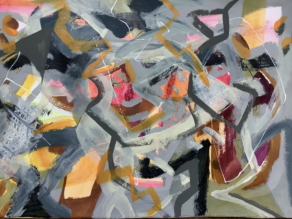 Sometimes it helps to see where we’ve been to know where we might be going.  This was another musing from the dark days of winter 2020.  #abstractpainting #lockdownlife #linesandshapes #acryliconpaper #artprocess #abstractart #workonpaper #contemporaryartist