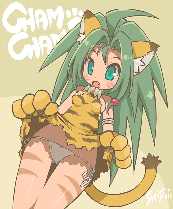 例のネタ画像RTした後、紐チャムならわしが描いたるわーい!って続く予定だったのになんか体形おかしいのに気づいて放置してたのを今頃再調整したー。^^; 最近後から色々おかしいとこに気づきがちで辛い～～。
 #チャムチャム 