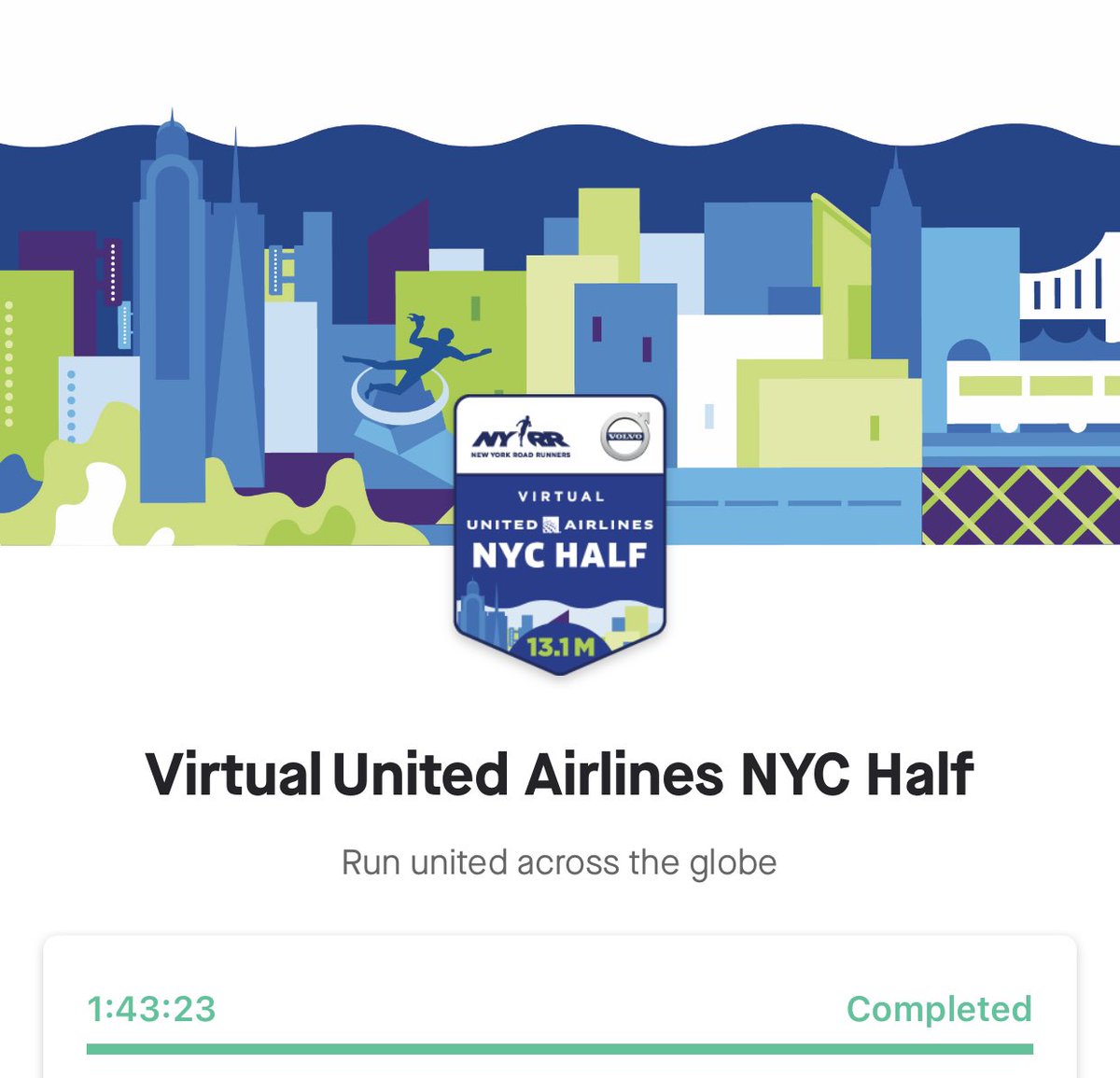DenisBautista's tweet photo. Happy to be part of the many runners who completed the #UnitedNYCHalf. Now we get ready for the #BKHalf in may. #virtualrunning #virtualhalf #HalfMarathon @nyrr https://t.co/qEbjVTKzp5