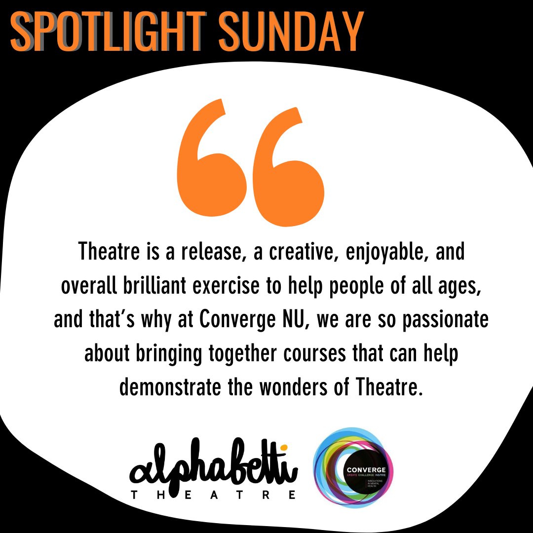 Betti introduces Spotlight Sunday! This week we have been in conversation with the wonderful <a href="/convergeNU/">Converge Northumbria</a> 😊, we have been talking about the benefits of Theatre on Mental Health. Find out more! 
instagram.com/alphabetti_the…