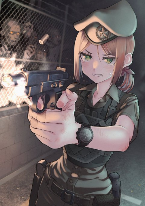 泣きそうになりながらも、ゾンビをみなごろしにする警官さん。 