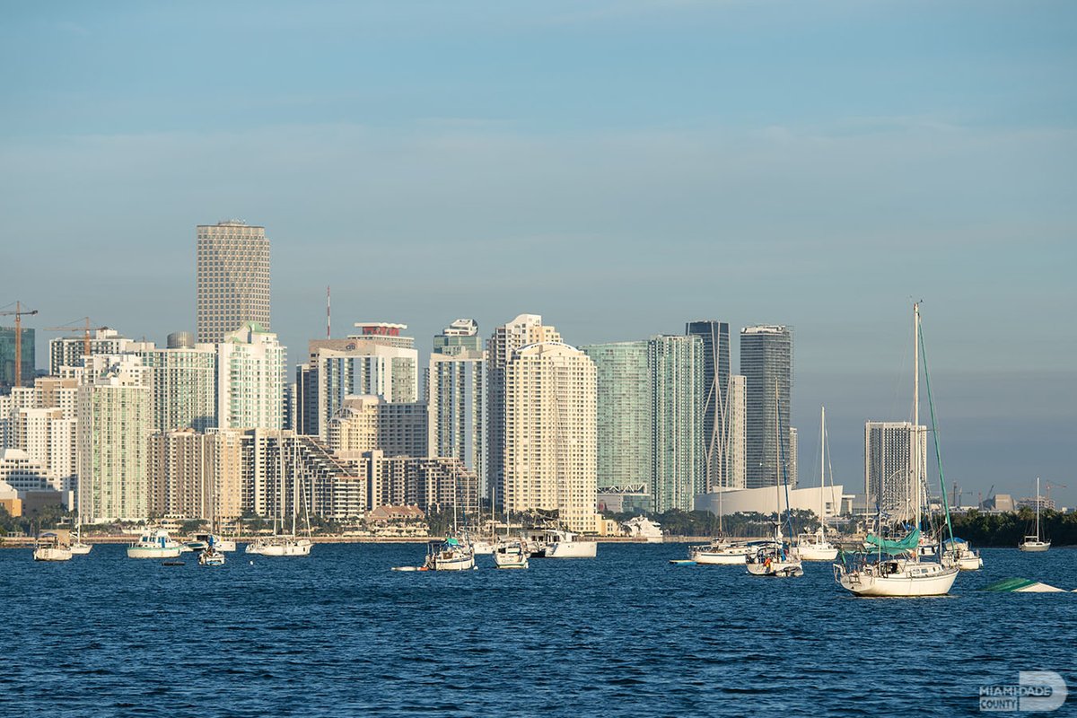 MiamiDadeCounty's tweet image. One of the most photographed scenes in #OurCounty is the Downtown Miami skyline. It&apos;s a spectacular scene of more than 300 skyscrapers resembling a majestic vessel anchored along with the sailboats on Biscayne Bay. #OurBackyard #OurViews
