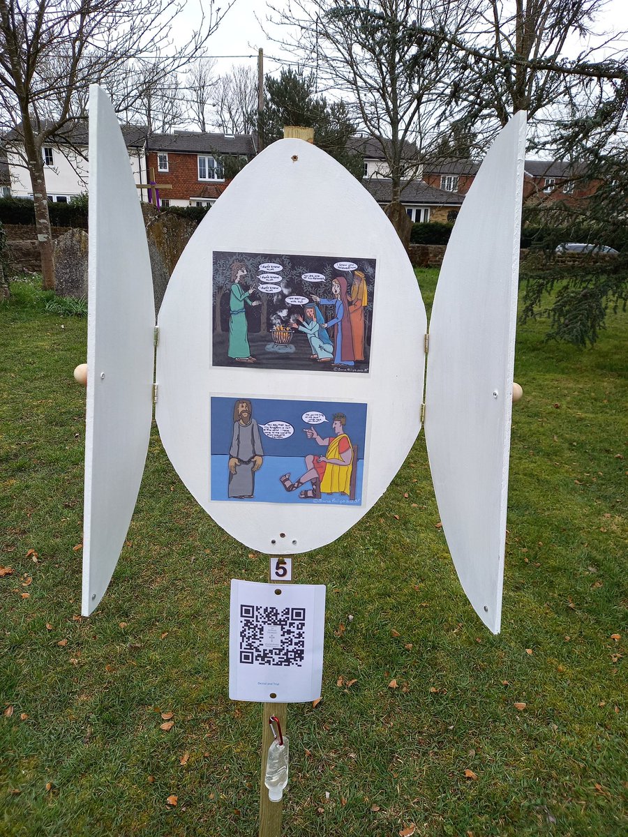 revdhannah's tweet photo. #Aneggcitingjourney:

Easter story installed at St James, Elstead. Open the door to reveal the picture, scan the QR code to hear the story, booklet available in the porch. Hand sanitiser available on each egg.

#journeytoEaster with us...
#3parishes https://t.co/wlOH04ctux