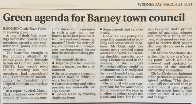 TeesdaleACT's tweet photo. A bit of a win! The council is nearly at the point of declaring the climate emergency. We're looking forward to seeing their entire policy document.

We're a little group doing what we can here at home while paying attention to the global realities.

From the Teesdale Mercury. https://t.co/SHsvqWu3RZ