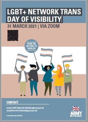 Join us for the Army LGBT+ Network Transgender Day of Visibility conference on Wed 31 Mar 21 (via zoom) - sign up with the AR code below or at forms.office.com/Pages/Response…

<a href="/ArmyLGBT/">Army LGBTQ+ Network</a> <a href="/ACF_LGBT/">AC LGBT+ Forum</a> <a href="/MODLGBT/">MOD LGBTQ+ Network</a> <a href="/LGBTIpoliceScot/">Scottish LGBTI Police Association</a> <a href="/FRSLGBT/">National FRS LGBT+ Network</a> <a href="/RAF_LGBT/">RAF LGBTQ+ Network</a> @LGBTpoliceuk <a href="/LGBTYS/">D Geddes</a> <a href="/RNCompass/">rncompass</a>