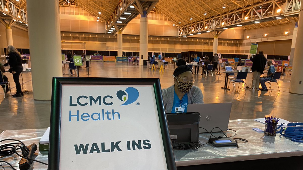 Want a #COVIDVaccine today? Come on over to the Convention Center, Hall J. <a href="/LCMCHealth/">LCMC Health</a> accepting walk ins! 

#BeInThatNumber #SleevesUpNOLA