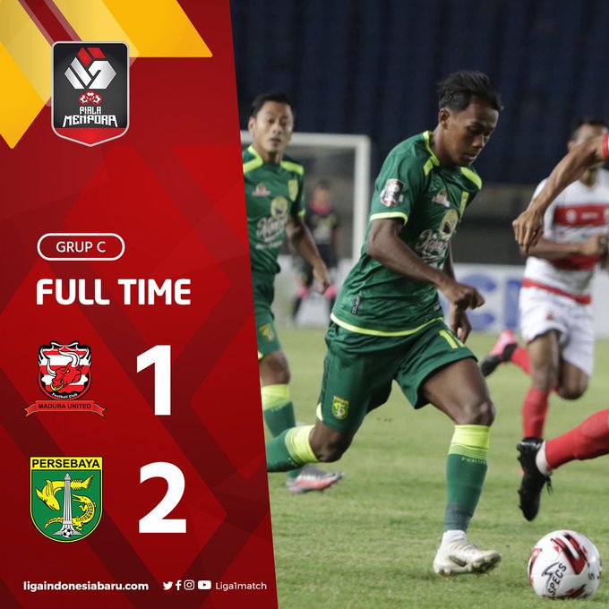 Skor akhir Madura United 1-2 Persebaya Surabaya