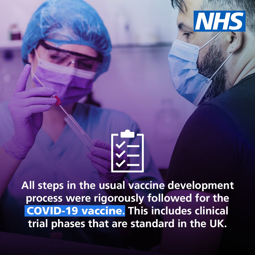 The Covid-19 vaccine has been through three phases of clinical trials to ensure it meets the highest standards of safety and effectiveness. More information is available on the NHS website: ow.ly/IOFY50E2riU