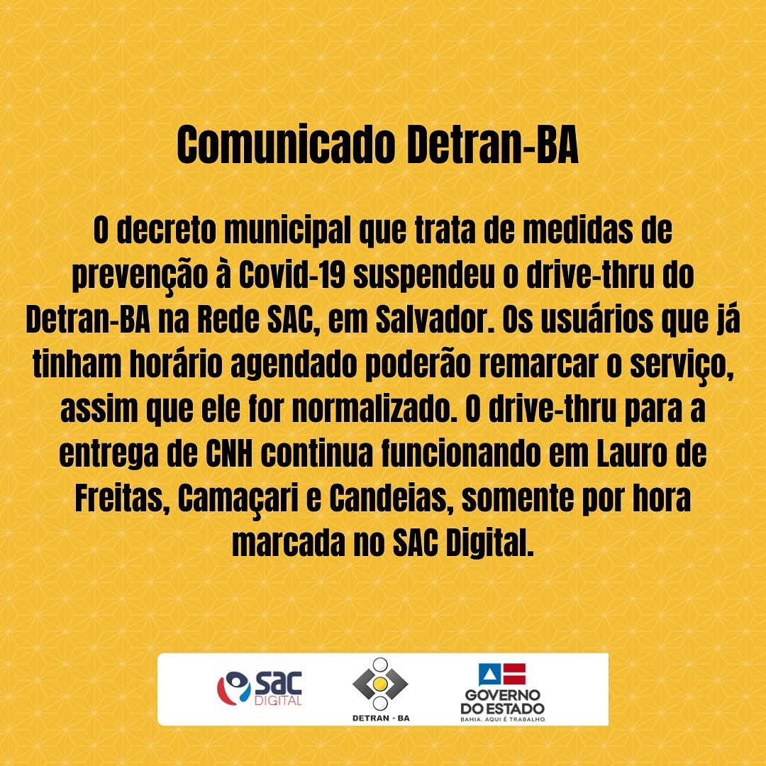 DetranBahia's tweet photo. O Detran-BA tem uma notícia importante pra você. #DetranBA #RedeSAC #SACDigital #Saeb #GovBA #Covid19 #VacinaSim https://t.co/iL3oU4ltK2