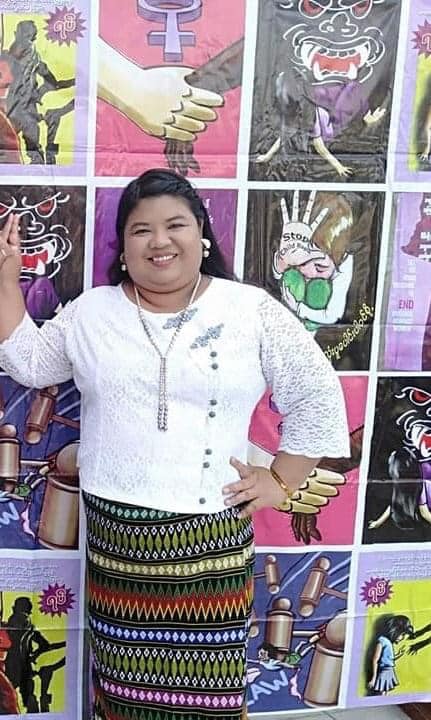 IrrawaddyNews's tweet photo. Activist Ma Ah Khu, 37, was killed in a crackdown on protesters in Kale Township, #Sagaing Region, on Sunday afternoon. She was shot in the chest. She was a women’s rights activist and led a civil society group, Women for Justice, which helps abuse victims. (Photo: CJ) #Myanmar https://t.co/0kcw6jurV2