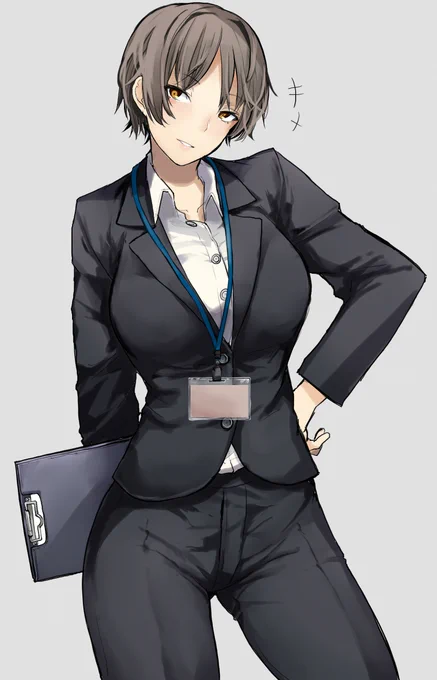 またパンツスーツのお姉さん描いてる… 